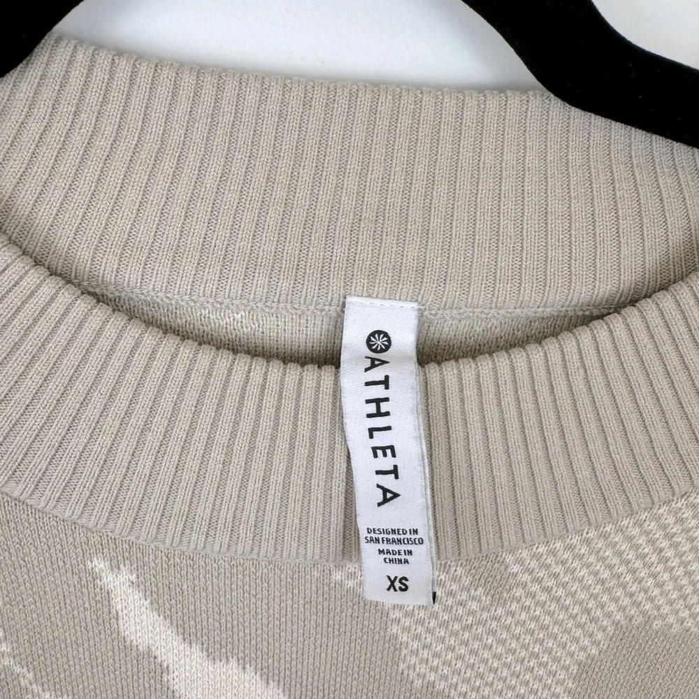 Athleta Jacquared Textured Cream Merino Wool Blend Size XS - Picture 6 of 8